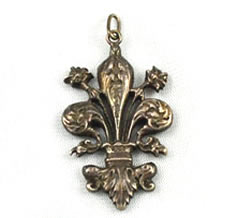 Antique Florentine Fleur De Lis silver pendant 800