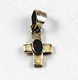 Garnet gemstone and sterling cross pendant charm