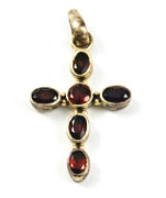 Vintage sterling and garnet gemstone cross