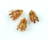 Vintage gold plated filigree bell caps