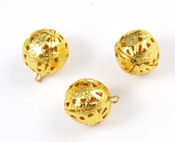 Vintage gold plated filigree beads with loops