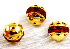 Vintage gold plated siam red filigree beads