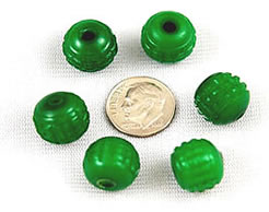 Vintage green carved celluloid beads