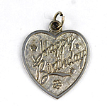 Vintage Happy Birthday Heart Charm Engraved