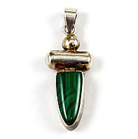 Vintage sterling and malachite native american pendant