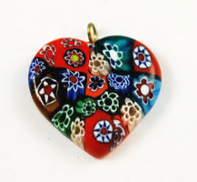 Vintage Millefiori Heart Pendants