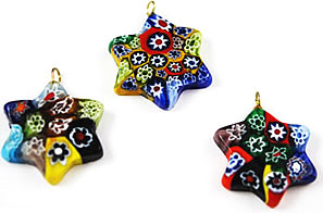 Vintage Millefiori Star Glass Pendants