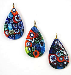 Vintage Millefiori Teardrop Pendants