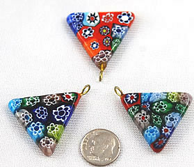 Vintage Millefiori triangle pendants