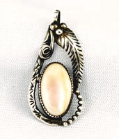 Vintage Navajo sterling and mother of pearl pendant