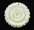 Carved Bone White Rose Pendant