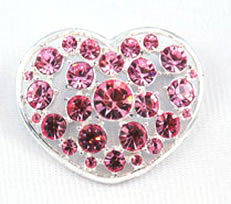 Liz Claibrone Pink Rhinestone Heart Brooch