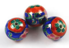 Vintage red and green porcelain floral rounds