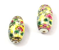 Vintage yellow porcelain hand painted beads