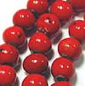 red raku round beads