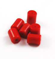 Vintage cherry red lucite barrel beads