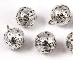 Vintage silver plated large filigree round beads