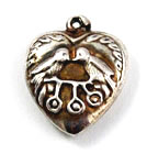 Antique Sterling Love Bird Heart Charm