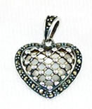 Vintage Sterling Marcasite Heart Pendant