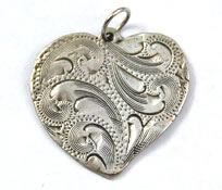 Smith's Sterling Silver Heart Pendant Etched Incline Village 