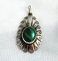 Native American Sterling and Malachite Pendant