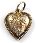 Sterling Victorian Palm Tree Heart Charm