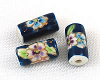 Vintage teal porcelain tube beads