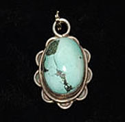 Vintage sterling turquoise oval pendants