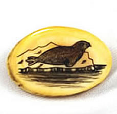 Vintage Walrus Scrimshaw Brooch