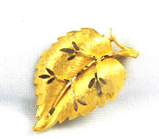 Vintage BSK gold leaf brooch