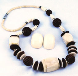 Vintage bone and wood necklace and earring set