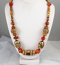 Vintage bone and red agate necklace