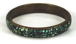 Vintage Brass and Turquoise Mosiac Bracelet