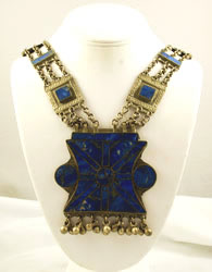 Vintage Afghan Tribal Lapis Necklace BOHO Turkomen