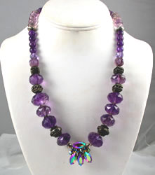 Vintage Faceted Amethyst and Sterling Silver Beaded Necklace