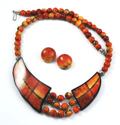 vintage apple coral necklace and earring set