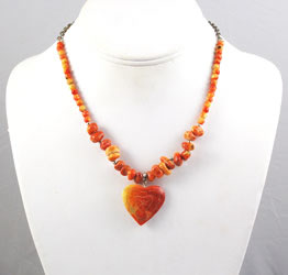 Vintage Apple Coral Heart Necklace