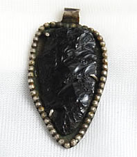 Antique black obsidian arrowhead in sterling