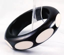 Vintage Black and White Polka Dot Bakelite Bangle