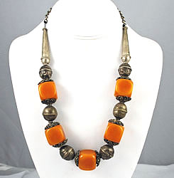 Vintage amber bakelite Afghan Tribal necklace