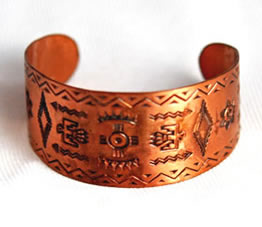 Vintage Bell Copper Stamped Bracelet 