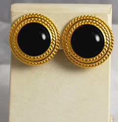 Vintage Ben Amun Gold and black earrings clip ons