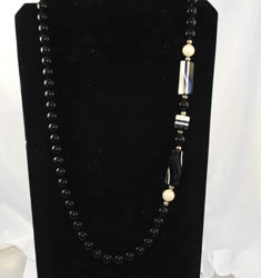 Vintage black and white Lucite necklace