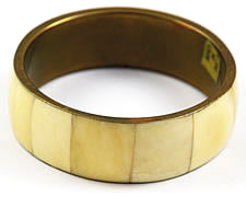 Vintage bone and brass bangle bracelet