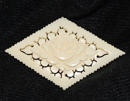 Carved Rose Bone Brooch Floral pierced