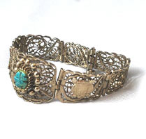 Vintage Egyptian Filigree and Scarab Bracelet