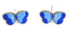 Vintage blue enamel butterfly earrings