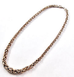 Vintage Italian Sterling Silver Byzantine Chain Necklace