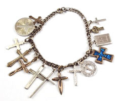 Vintage sterling cross charm bracelet