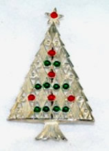 Vintage silver tone christmas tree brooch